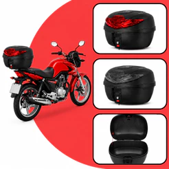 Baú Bauleto Moto 35 Litros Pro Tork Smart Box 4 1 Capacete com Base Universal Lente Vermelha Fumê