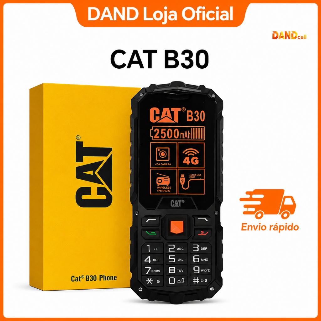 Celular Cat B30 4G Idoso Dual Chip Câmera Tela 2.4" Rádio FM