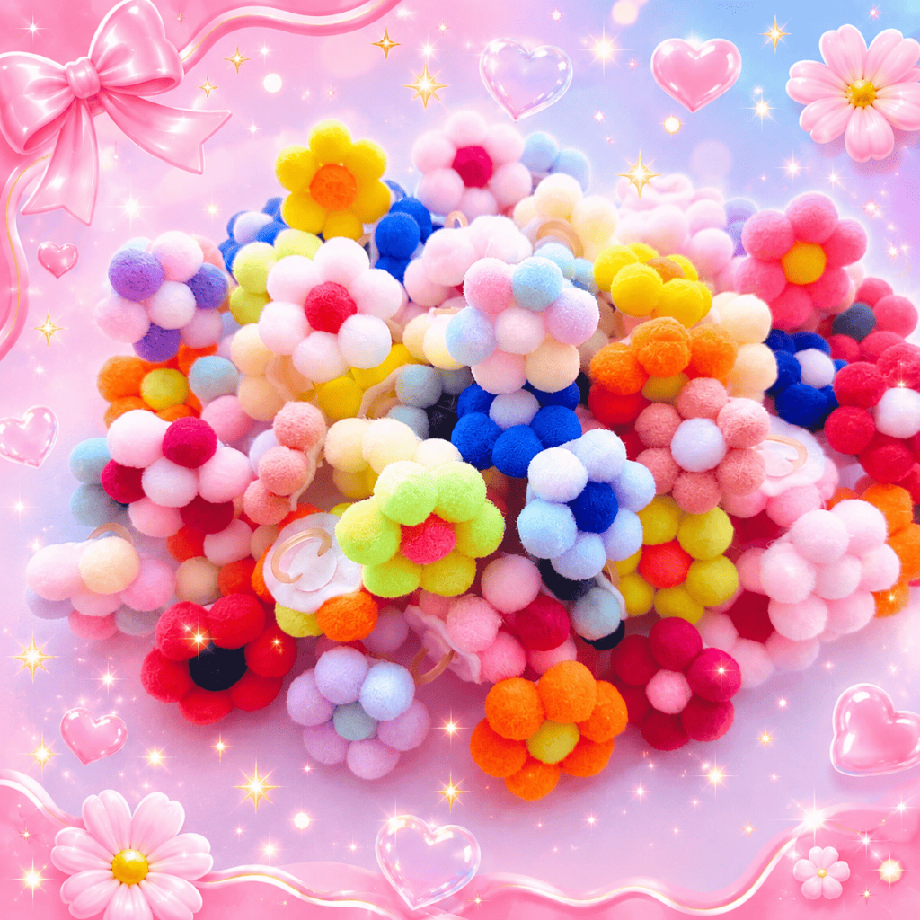 20 Florzinhas de Pompom Pet - Laço Pet - Penteados banho e tosa - Sortido