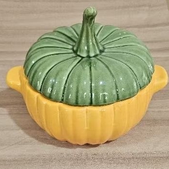 Sopeira de Porcelana com tampa Louça Moranga de Cerâmica Caçarola Compoteira Louça