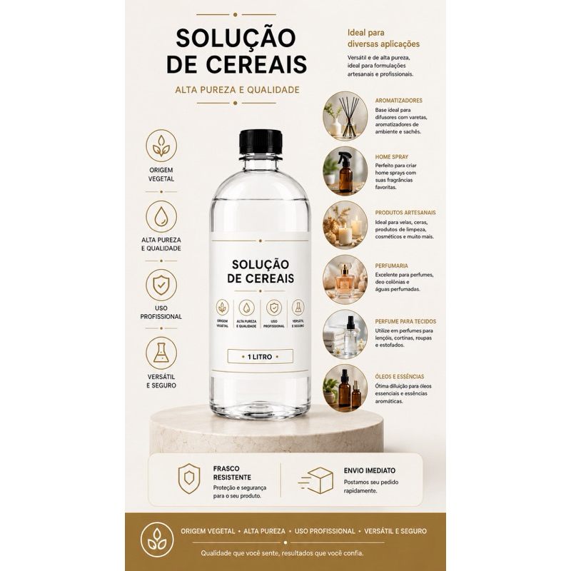 Solução de Cereais 1 litro - Para Fabricação de Aromatizador Difusor Home Spray