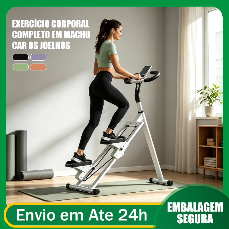 Stepper Vertical Dobrável Com Guidão Ajustável, Contador Digital LCD, Pedal Antiderrapante
