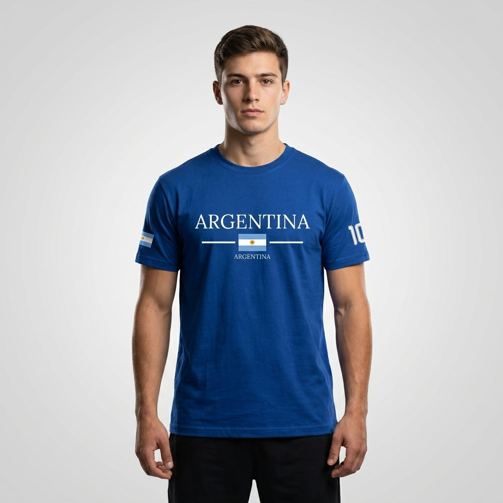 Camiseta Masculina 100% Algodão Camisa T-Shirt Argentina Copa 2026 Moda Street