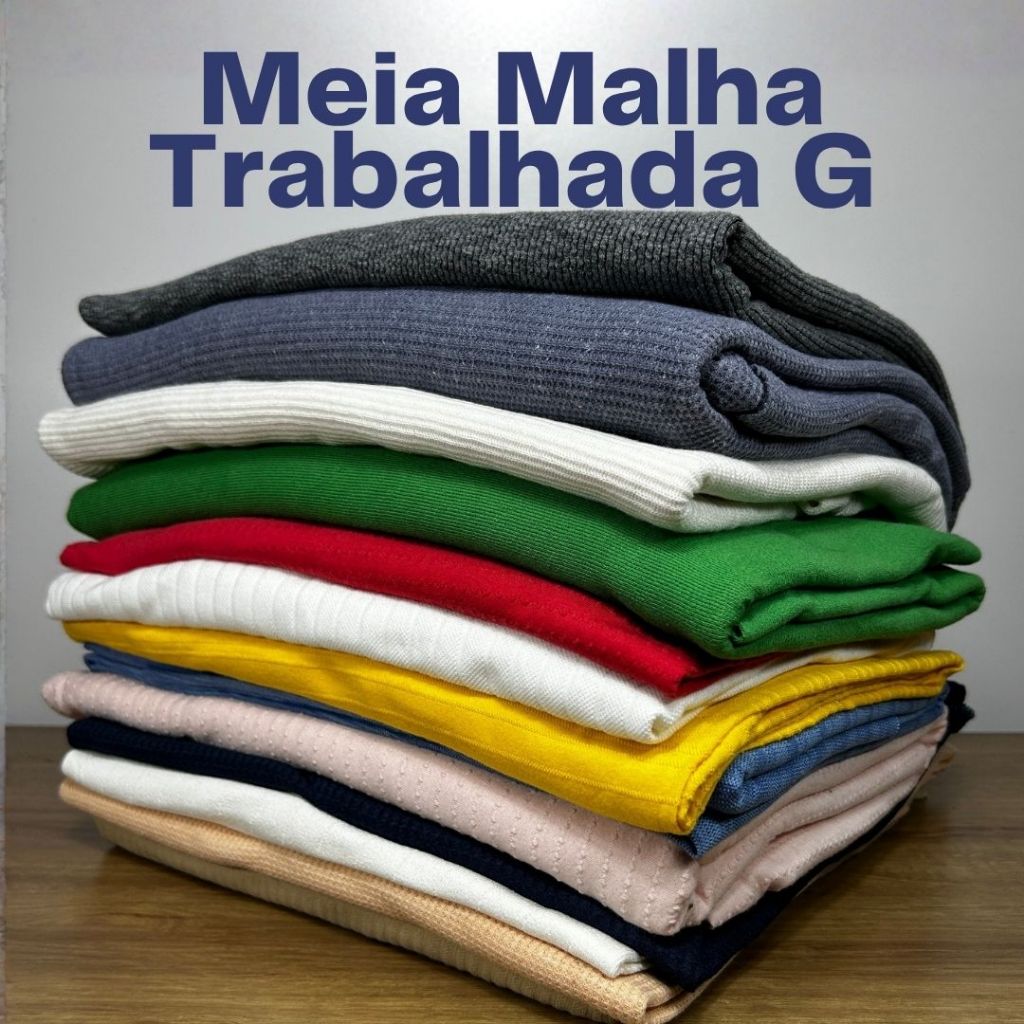 Pacote Retalhos Meia Malha Trabalhada G - blusas, vestidos e camisetas Cores Sortidas Peças acima de 80cm 1kg rende 3m