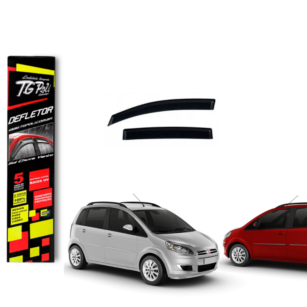 Calha de Chuva Fiat Idea 2008 a 2016 4 portas TG Poli Defletor Portas Protetor Janelas Fumê