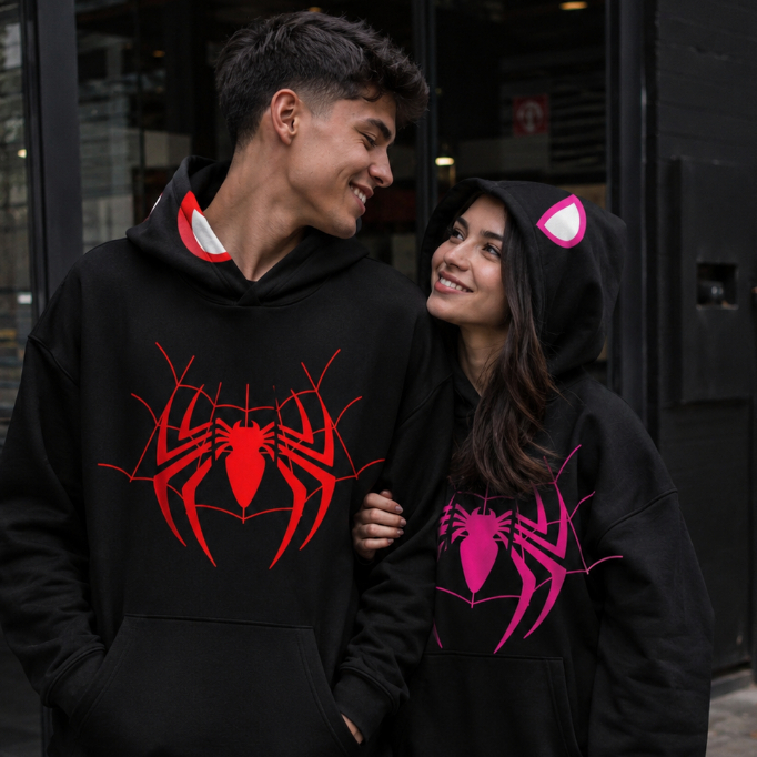 Kit Casal Moletom Spider Man e Spider Girl Geek 100% Algodão Premium
