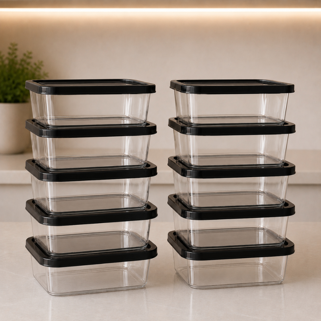 Kit 10 Marmitas Fitness 500ml Potes Reutilizável Transparente BPA Free Microondas Freezer Organizador