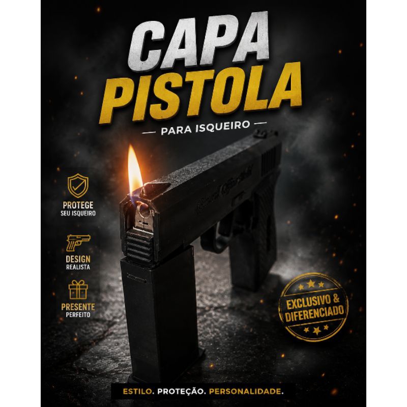 capa para isqueiro com porta objeto pistola