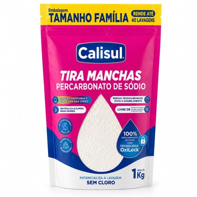 Percarbonato 100% Puro Tira Manchas Roupas Brancas e Coloridas