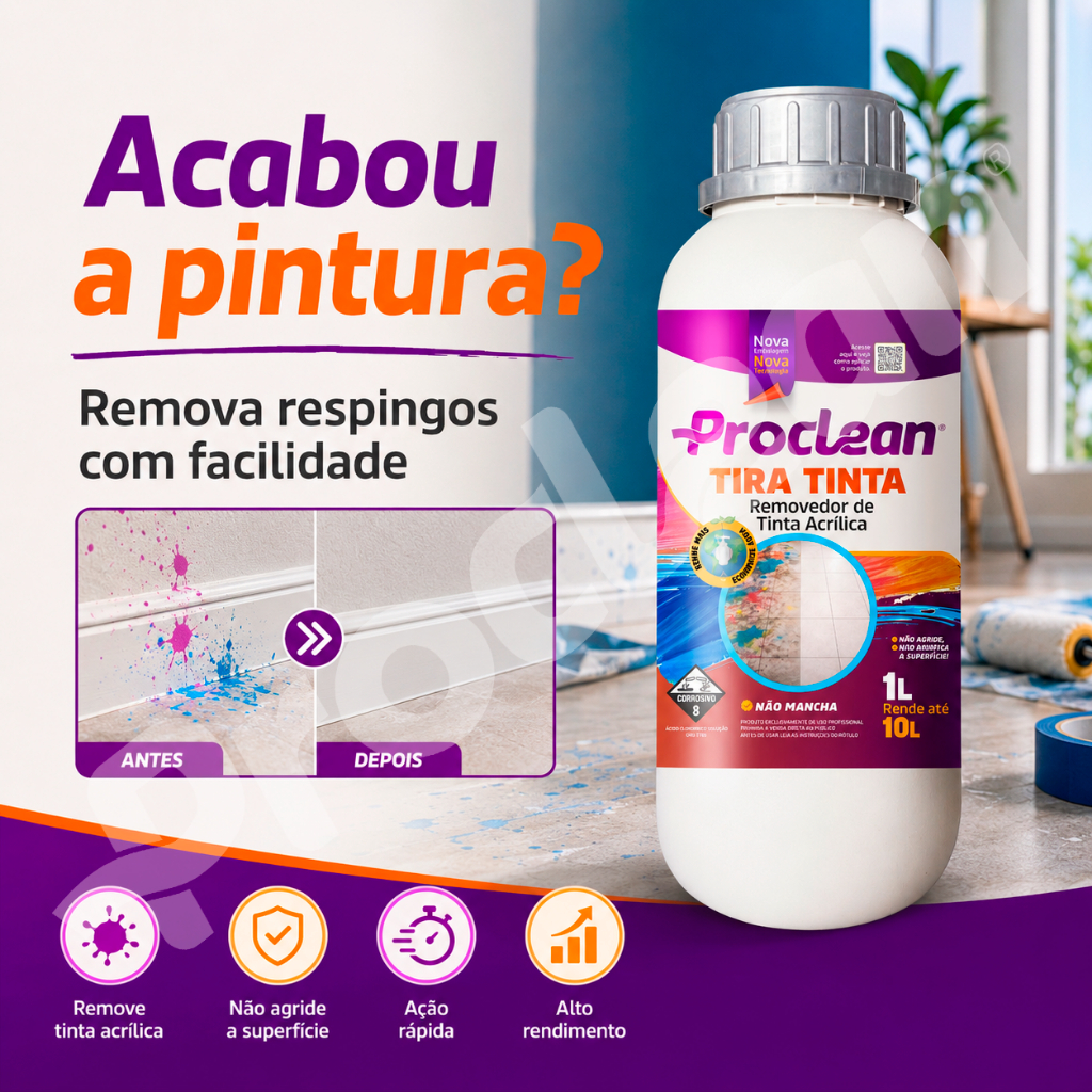 Tira Tinta Acrílica 1 Litro Rende 20 Litros Remove Manchas Com Facilidade e Sem Esforço