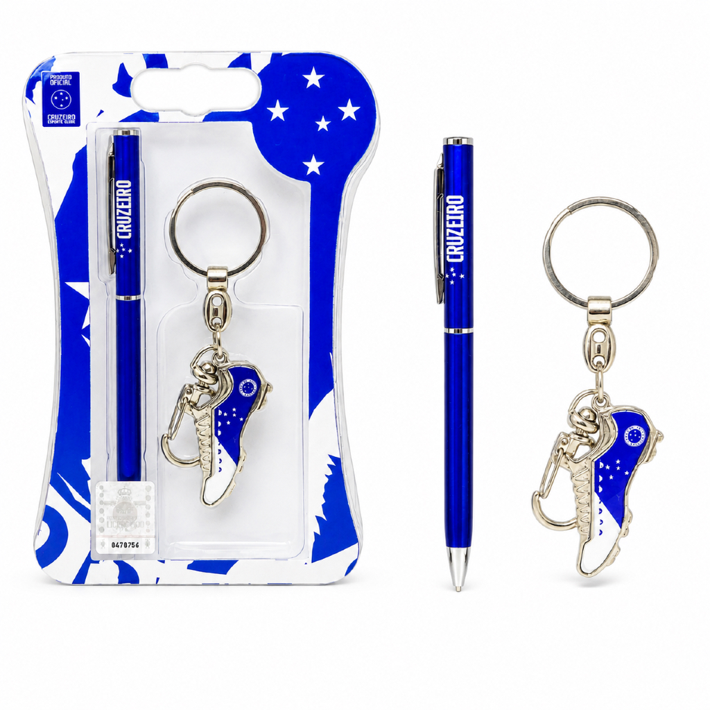 KIT CRUZEIRO OFICIAL CANETA E CHAVEIRO CHUTEIRA ORIGINAL