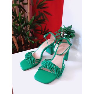sandália trançada verde via uno