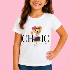 Camiseta Infantil Blusa T-shirt Casual Menina Estampa Ursa Ursinha