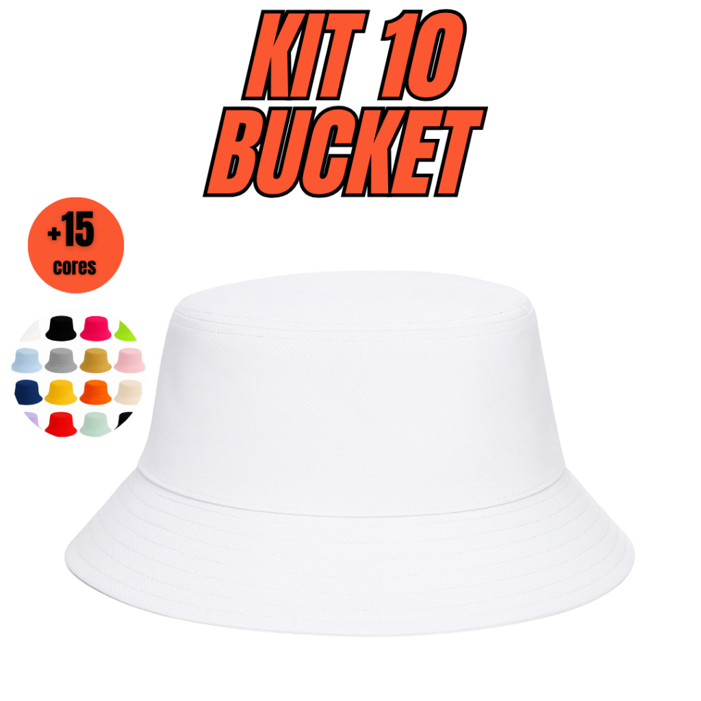 Kit 10 Chapéu Bucket Hat Original Liso Tradicional