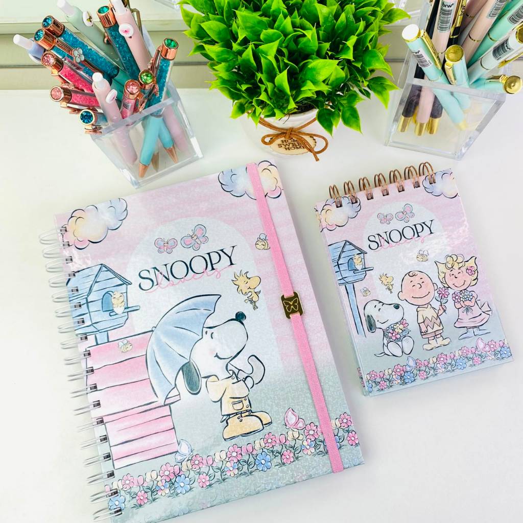 Kit Papelaria Snoopy - Caderno e Bloco - Papelaria Fofa e Criativa