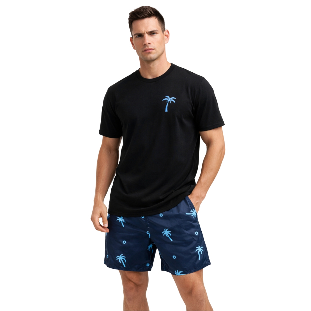 Conjunto Masculino Casual – Short Tactel Estampado Mauricinho e Camiseta Confortável