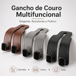 Gancho Universal Para Encosto De Cabeça De Assento De Carro-Duplo Couro Premium Cabide De Liga Grande Com Suporte Carpei