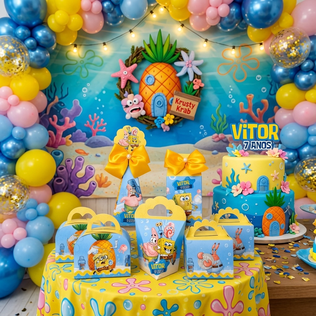 Caixinhas Personalizadas Bob Esponja para Festa Infantil | Lembrancinhas  | Kit Decorativo Personalizado