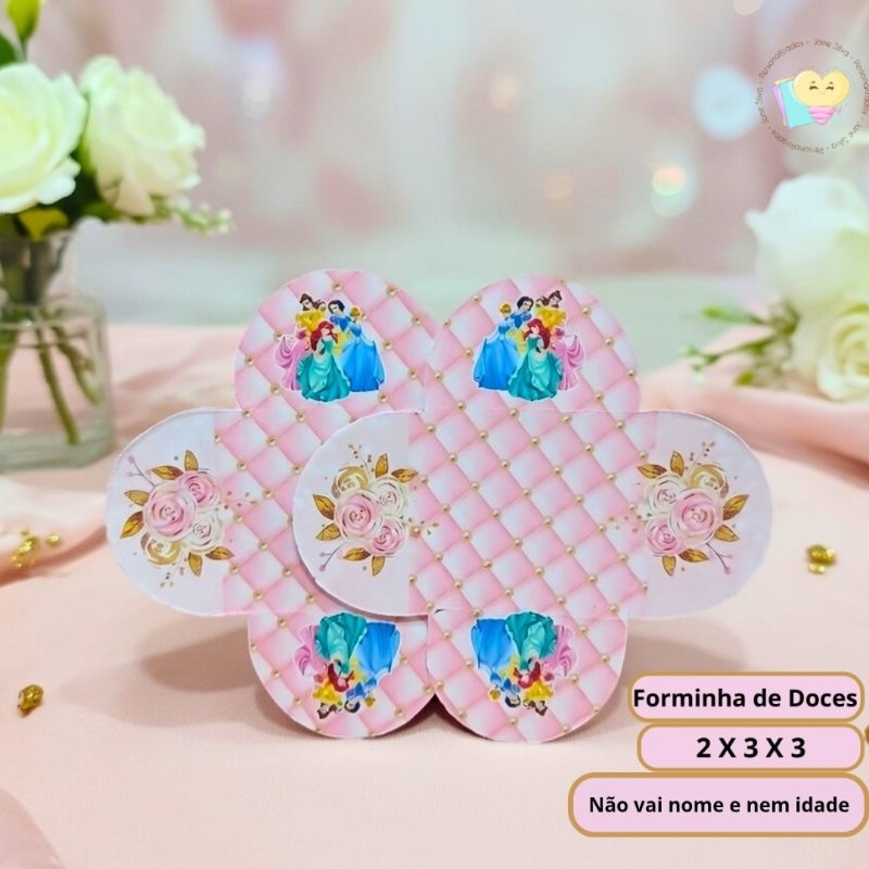 Forminha Para Doces Princesas Personalizado no tema - brigadeiro - Lembrancinha - Aniversário