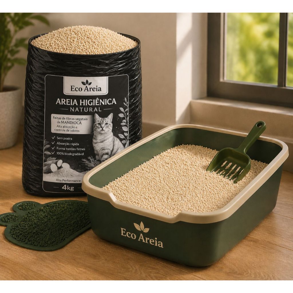 Areia para Gatos Higiênica Biodegradável de Mandioca EcoAreia