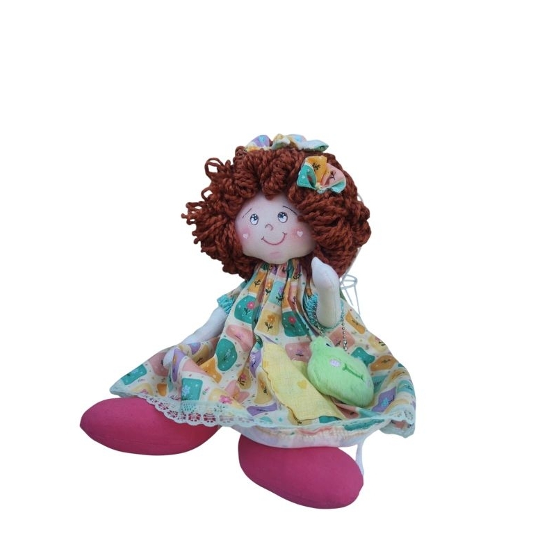 Atelie das Marocas Boneca de Pano Artesanal Infantil Artesanato menina grande de Pano Sapo antialergico
