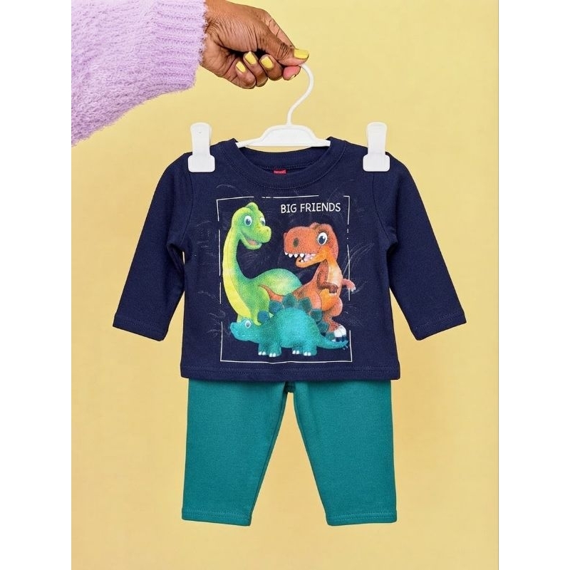 Conjunto moletom flanelado bebê menino usado brechó kyly