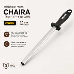 Afiador Facas Chaira Com Haste Reta De Aço Vonder - Original