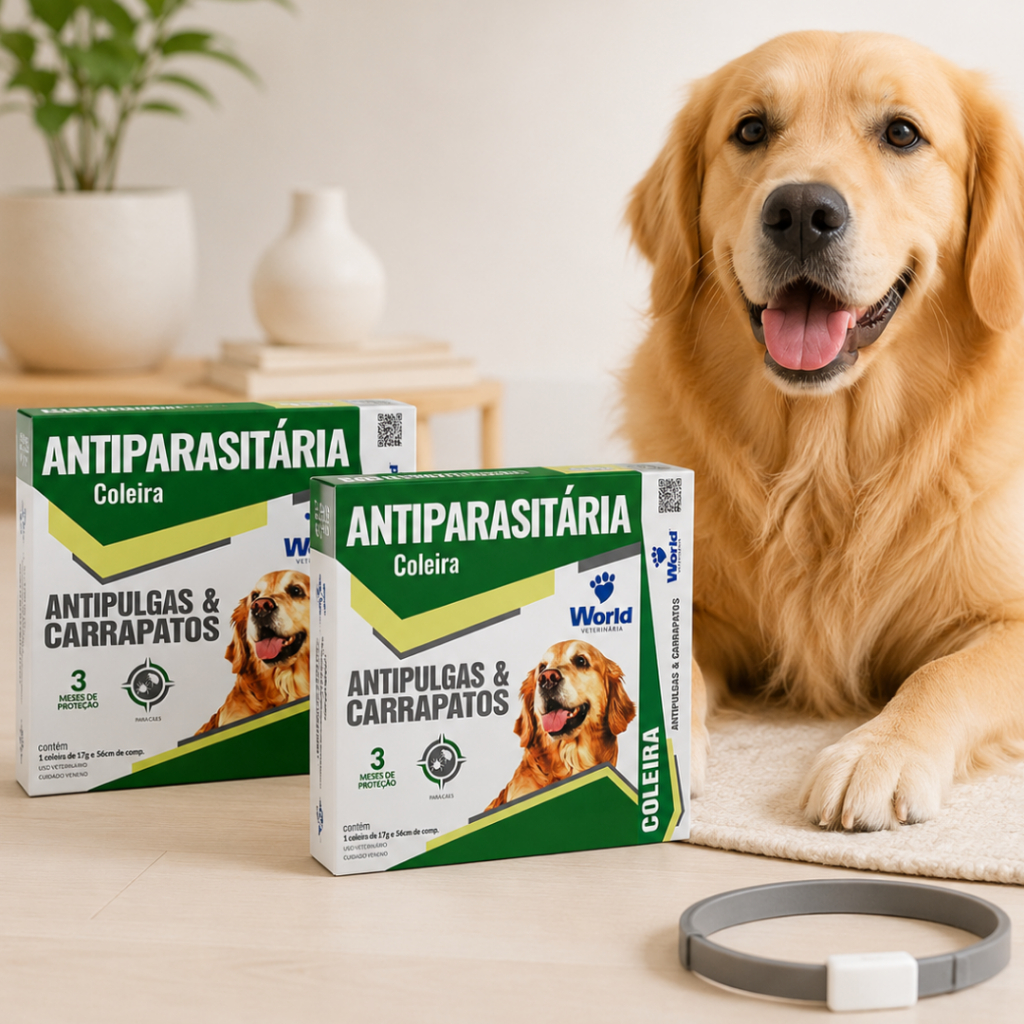 Kit 2 Coleira para cachorro Anti Pulgas Carrapatos