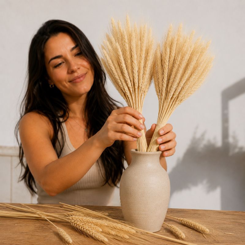 40 Galhos de Trigo Seco Alvejado Desidratado para Decoração, Trigo Decorativo, Trigo Para Convites e Arranjos Flor Seca