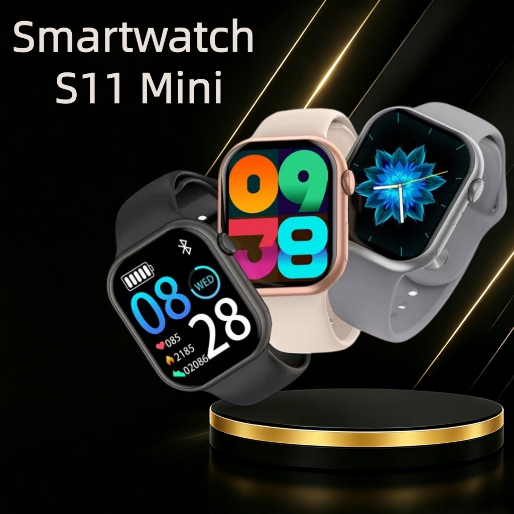 Smartwatch S11Mini  Série 11 Tela AMOLED Bluetooth Chamadas WhatsApp GPS Monitor Cardíaco NFC