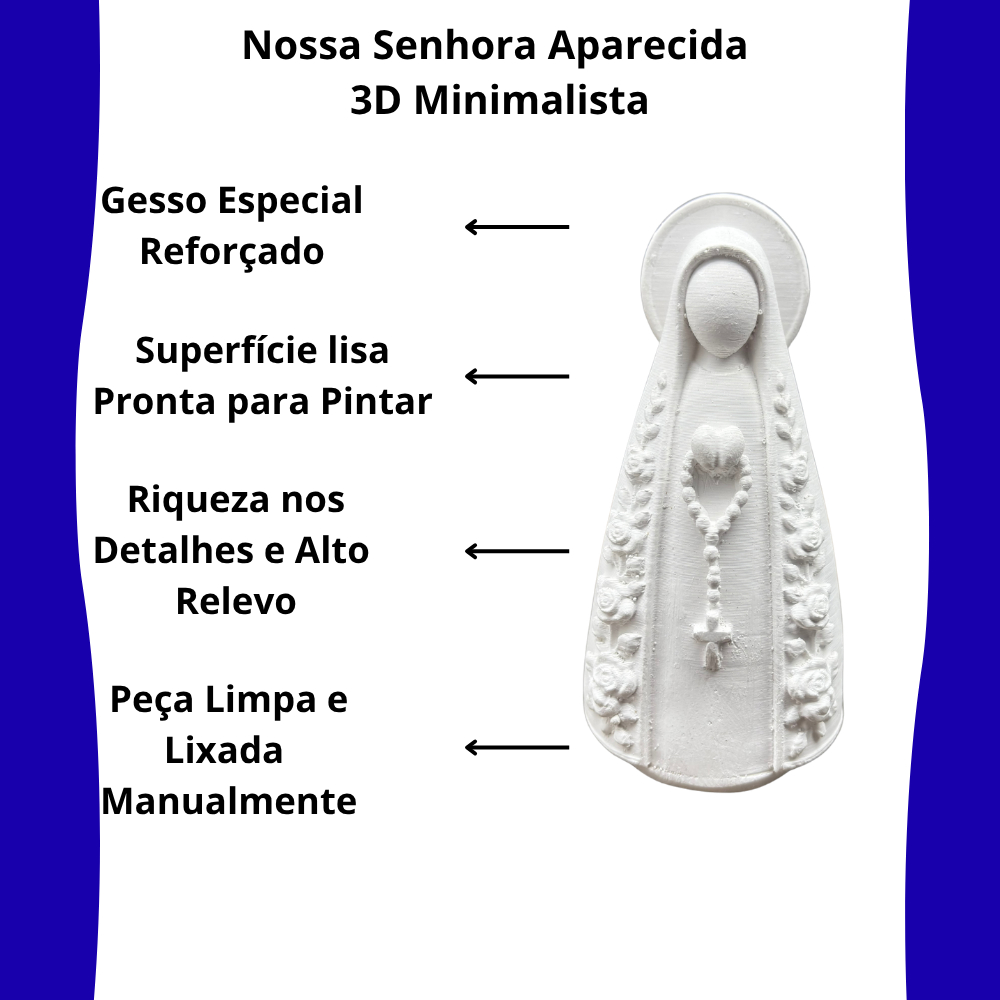 Kit 10 Imagem Nossa Senhora Aparecida Gesso 10cm Mini Estátua Religiosa Decorativa Lembrancinha Católica