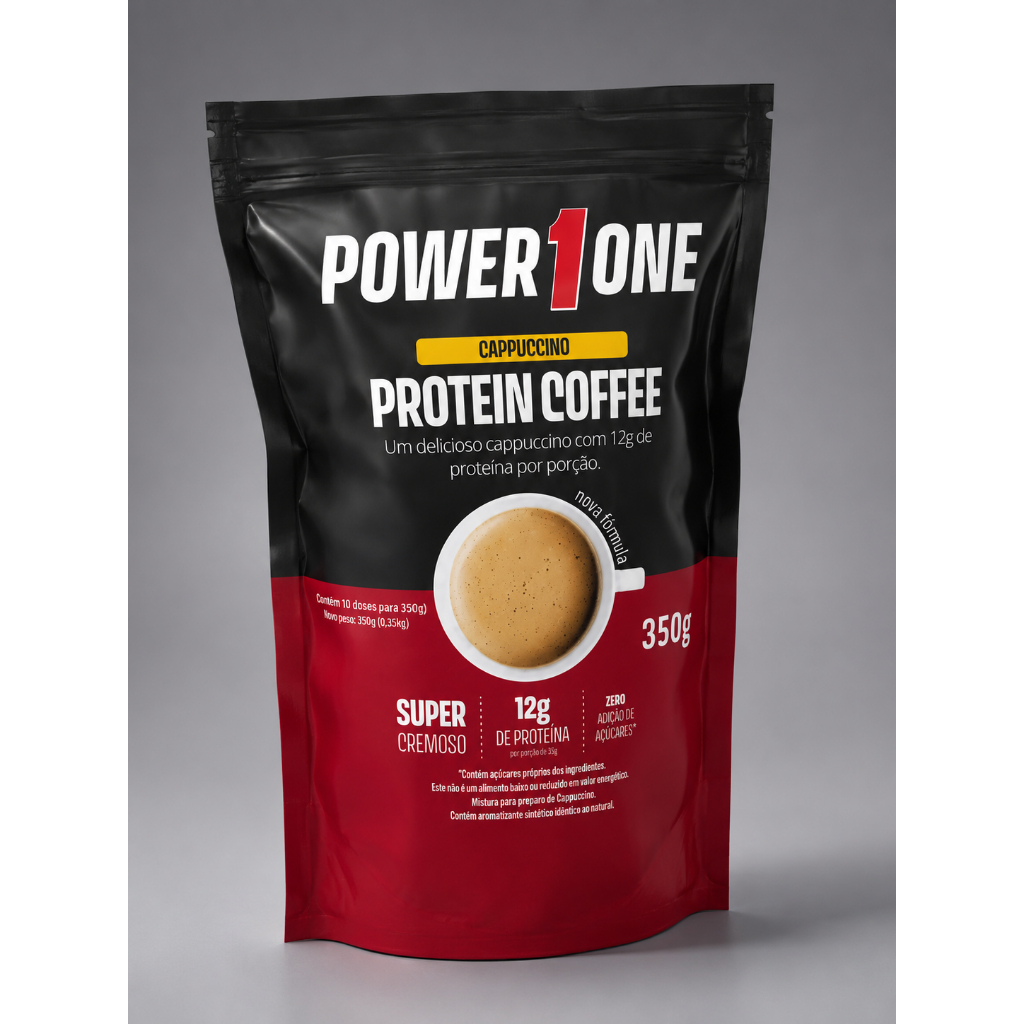 Cappuccino Proteico Power1One Protein Coffee 350g 12g Proteína Zero Açúcar