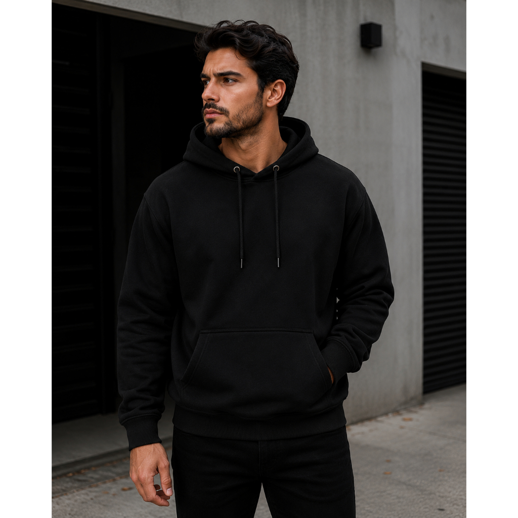 Moletom Masculino Canguru com Capuz Flanelado Casual Confortável Inverno Premium