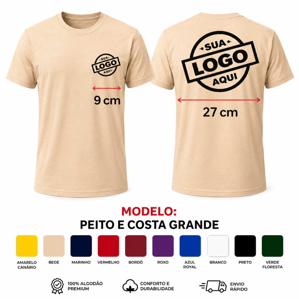 Camiseta Basica Personalizada Logo Estampa Premium Uniforme Empresa Algodão