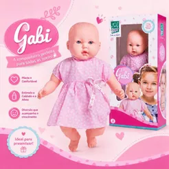 Boneca Gabi Bebê Grande 53cm Com Chupeta Brinquedo Menina - Super Toys