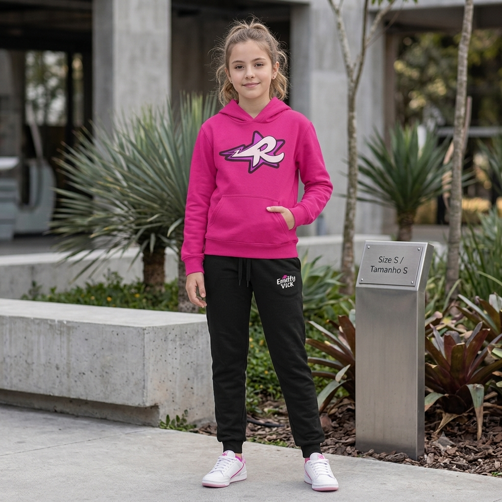 Conjunto Moletom Infantil agasalho casaco abrigo e Calça Emily Vick Os Rosa DO 2 AO 14 ANOS - MOLETOM