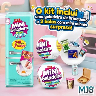 Mini Brands Geladeira Brinquedo +2 Bolas Mini Minis Surpresa