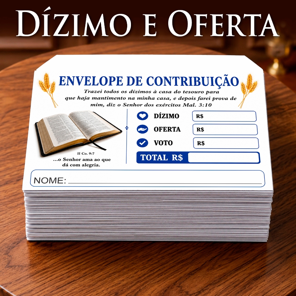 Envelope Dízimo + Oferta - Igreja Ministério Campanha Santa Ceia Doação Propósito