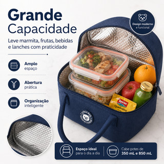 Bolsa Térmica Portátil Impermeável e Anti-Óleo, Lancheira Marmita Viagem Piquenique, Fácil Limpeza
