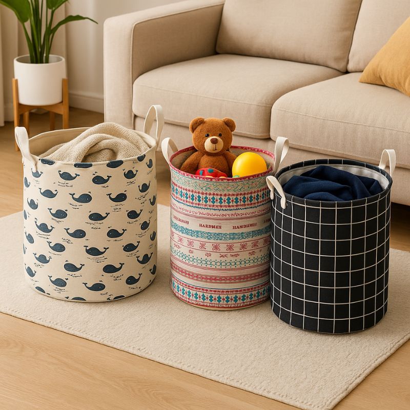Cesto Dobrável Roupa Suja Brinquedos Multiuso Impermeável Lavanderia
