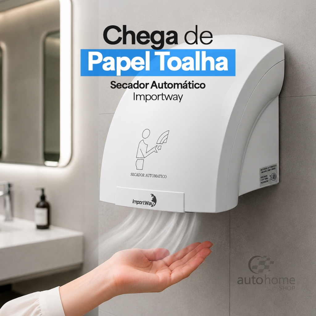 Secador De Mãos Automático Sensor Infravermelho Importway 1500W Uso Comercial Higiênico Banheiro · foto 2