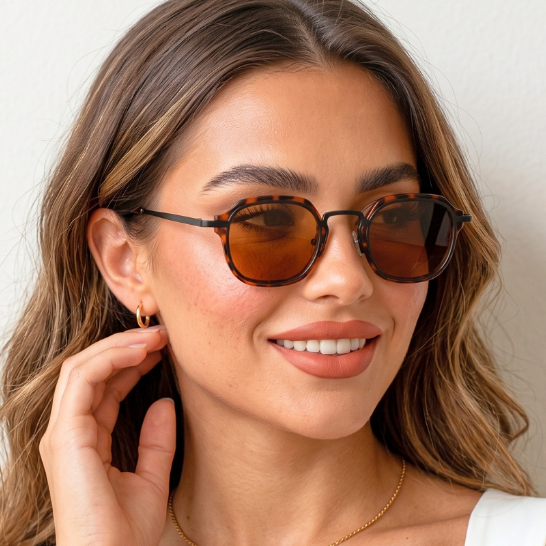 Óculos de Sol Hexagonal Premium Tartaruga Moda Vintage Tendencia Em Alta Uv400 Masculino Feminino