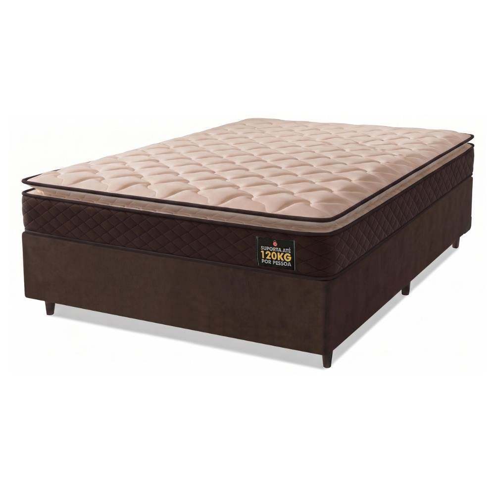 Cama Box Casal Colchão Espuma D33 Pillow Top Millenium 138x188x57cm Marrom Hellen - Suporta até 120k