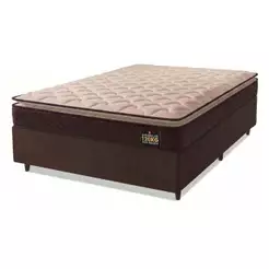 Cama Box Casal Colchão Espuma D33 Pillow Top Millenium 138x188x57cm Marrom Hellen - Suporta até 120k