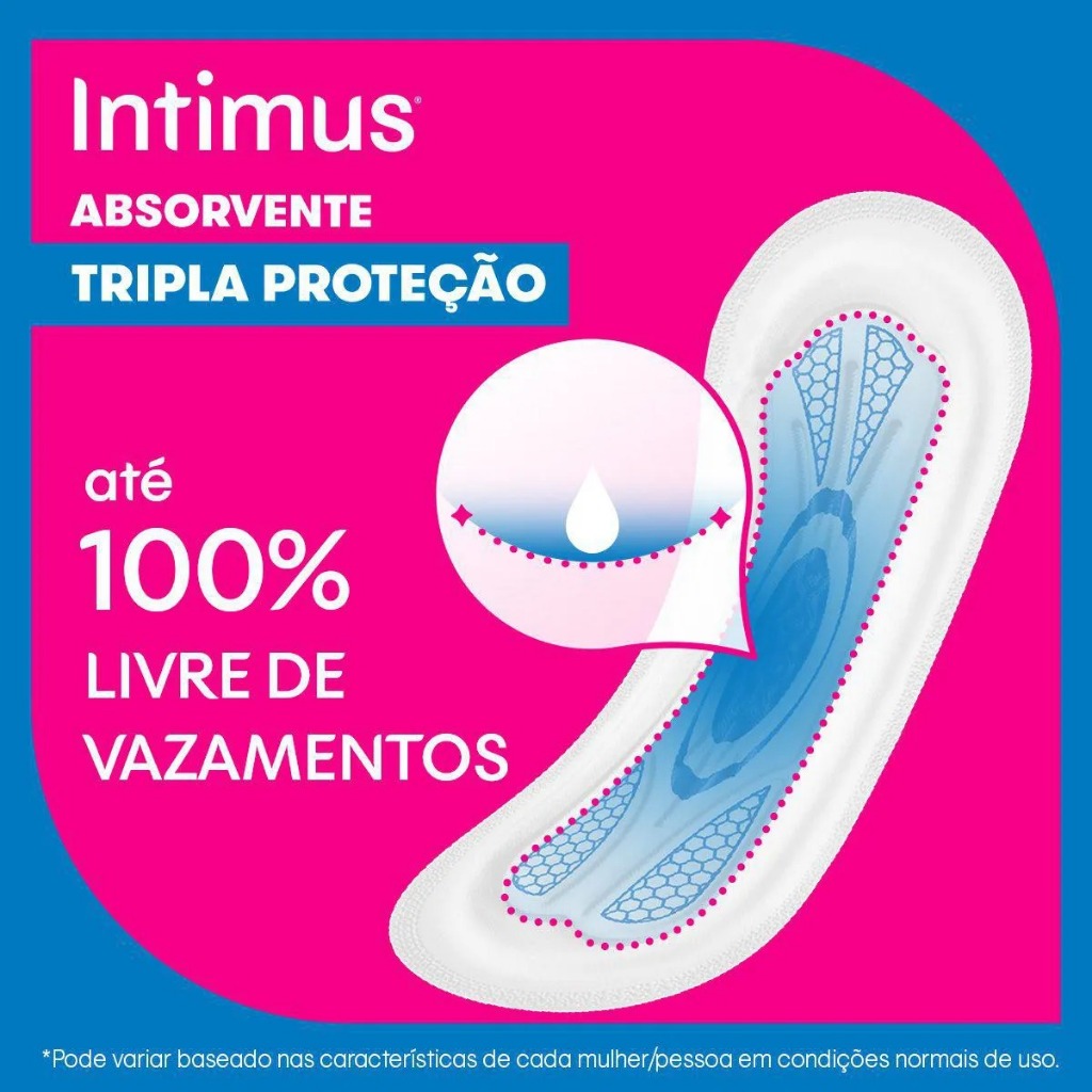 Absorvente Intimus Tripla Proteção Fluxo Médio Extra Suave Sem Abas Com 8 Unidades · foto 2