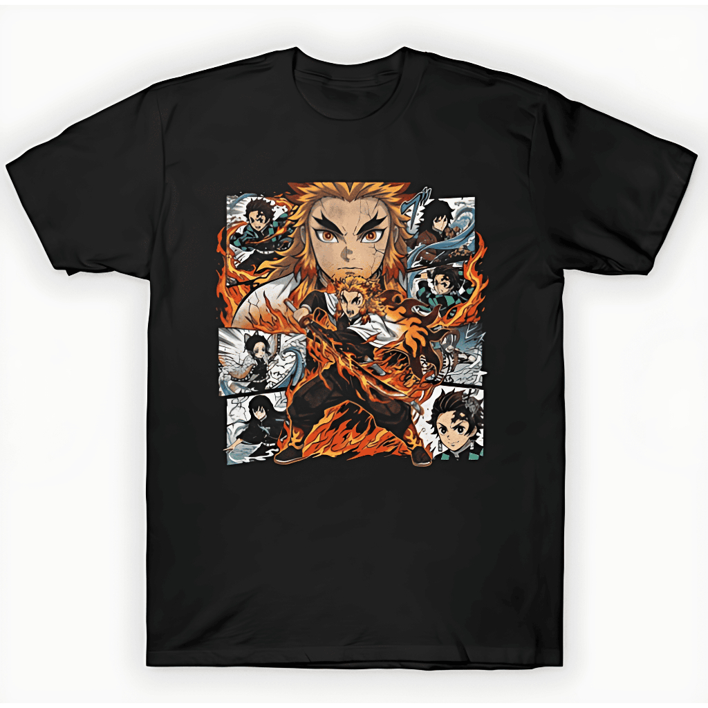 Camiseta Básica Estampada DAMON SLAYER HASHIRA FOGO Unissex 100% Algodão Visual Atual Confortável e Versátil
