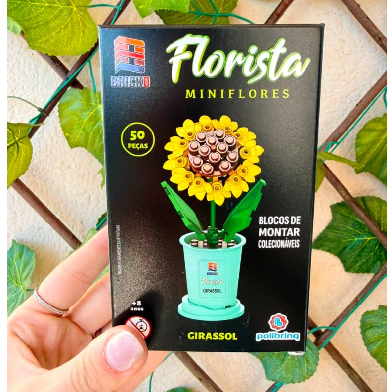 Mini Blocos de Montar Planta Flor Girassol 50 Peças Colecionável BRICKO