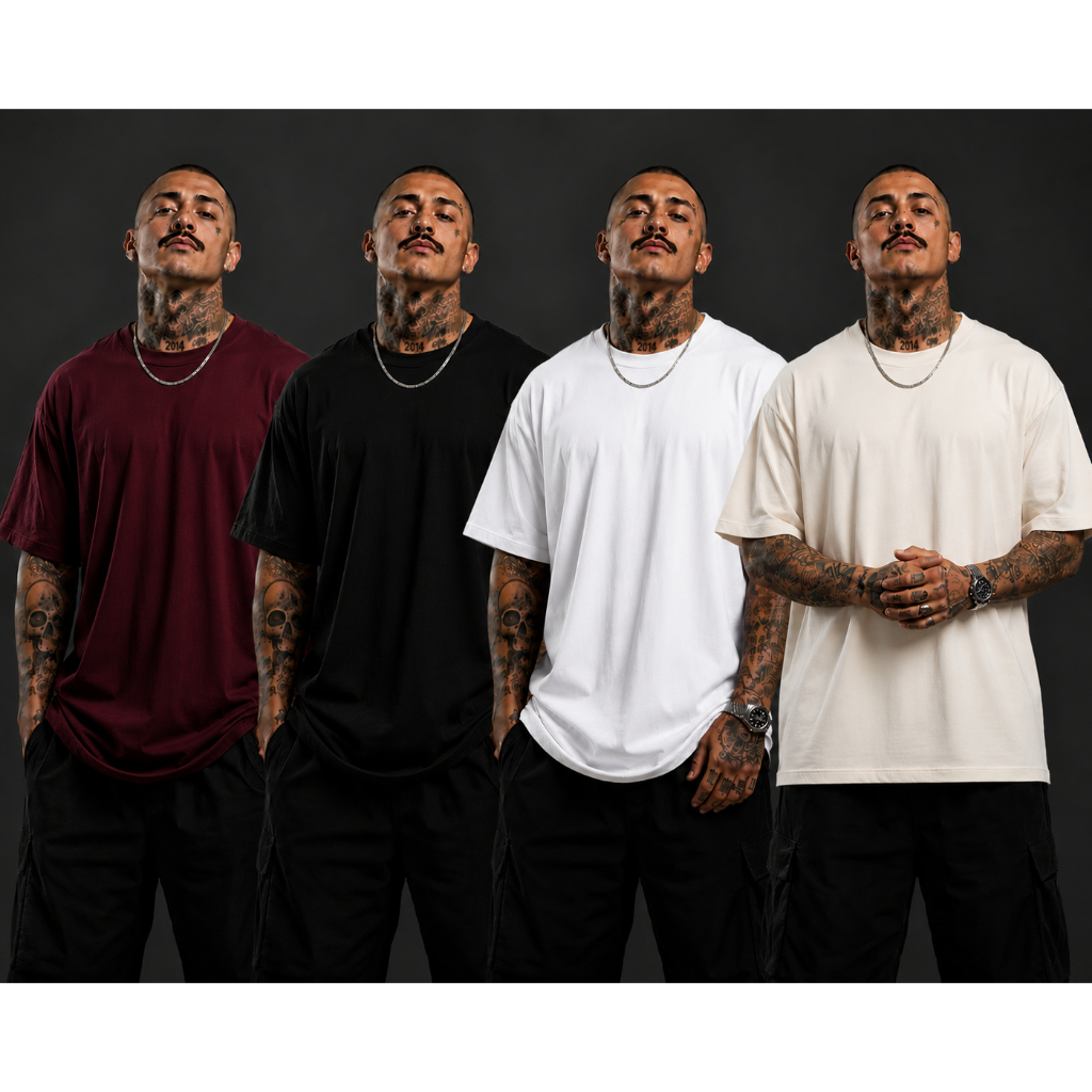 Kit 4 Camiseta Oversized Básica Streetwear Masculina Camisa Oversized Treino 100% algodão