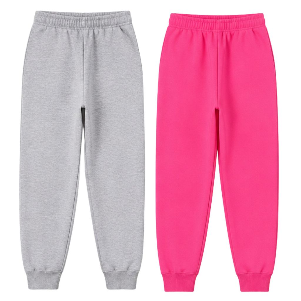 Kit 2 Calças de Moletom Infantil Feminina | Tamanhos 01 ao 14 | Inverno | Cores Sortidas