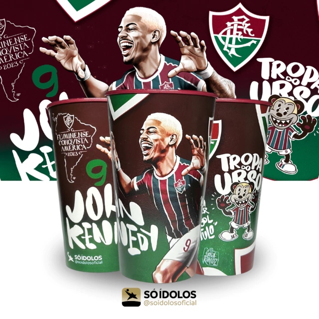 Copo Fluminense John Kennedy Coleção Campeões da América 2023 500ml Licenciado Original Só Ídolos Pronta Entrega